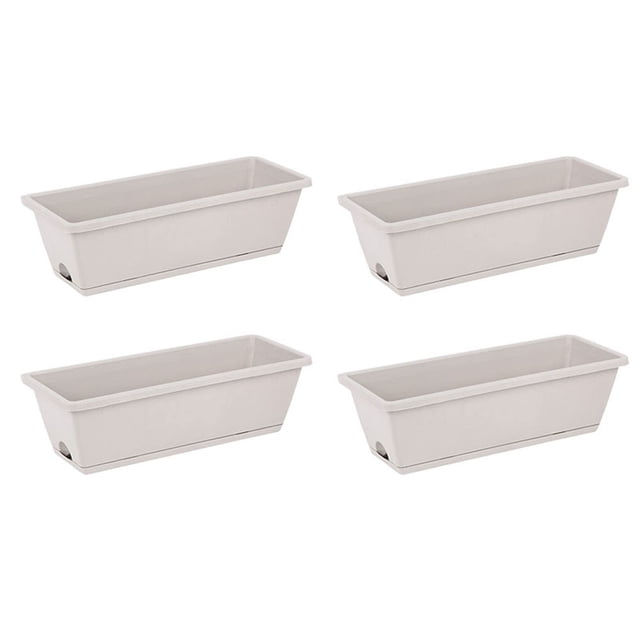 Bgsha 4PCS 42cm Plastic Window Flower Plant Boxes Rectangular Window Box Vegetable Pot
