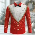 thumbnail image 5 of Valentine's Day Men Fashion Shirt Casual Long Sleeve Digital Print Button Down Loose Fit Top Red XXL, 5 of 5