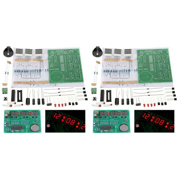 2 juegos AT89C2051 6 Pantalla LED Digital Reloj Electrónico DIY Kit Receptor para Flujo