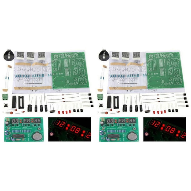 2 juegos AT89C2051 6 Pantalla LED Digital Reloj Electrónico DIY Kit Receptor para Flujo