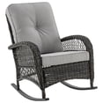 thumbnail image 1 of Manhattan Comfort Furttuo Steel Rattan Outdoor Rocking Chair with Cushions in Grey, 1 of 3