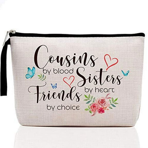 Cousin Gifts for Women Cousin Makeup Bag Cousins Birthday Gifts Unique Birthday Gifts for Cousin-Cousins by Sisters by Heart, Friends by Choice