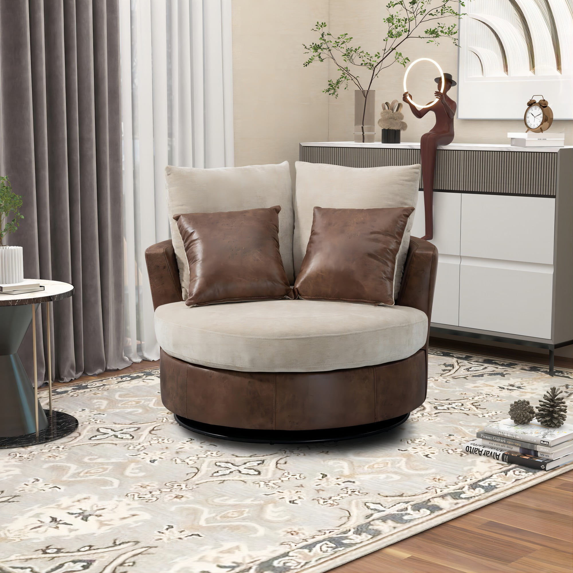 Anysun 360 Degree Barrel Swivel Accent Chair Club Reading Chair for