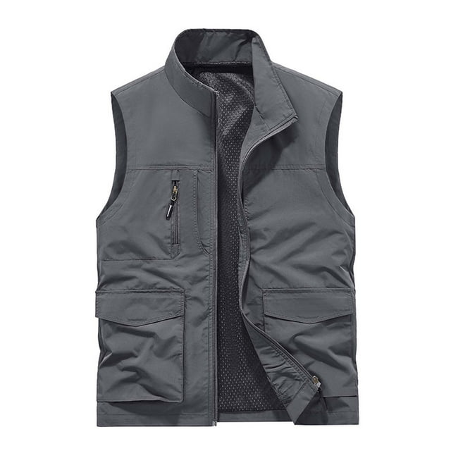 Jackets for Men Mens Work Clothes Jacket Solid Color Stand Collar Multiple Pockets Outdoor Sports Photography Leisure Coat