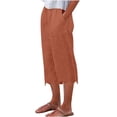 thumbnail image 3 of Aboser Summer Linen Capri Pants for Women Cotton Straight Leg Capris Lightweight Casual Travel Vacation Trousers Loose Elastic Waist Drawstring Cropped Pants with Pockets, 3 of 6