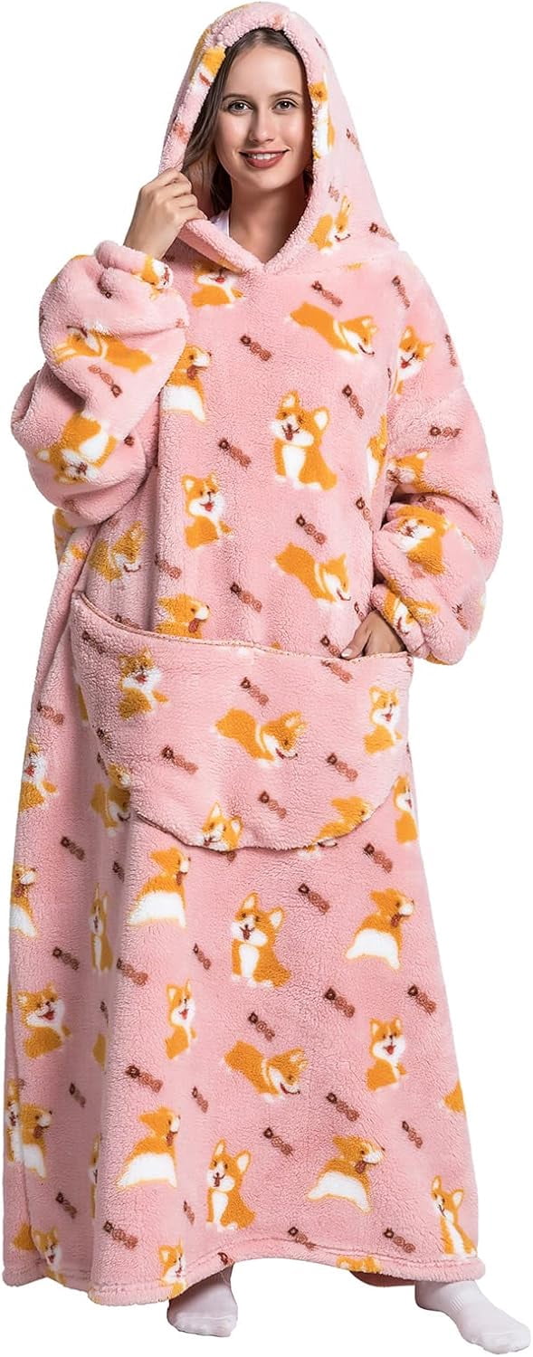 Wehilion Oversized Blanket Hoodie,Adult Snuggle Fleece Wearable Blanket Fluffy Giant Hooded Sweatshirt,Adult 140cm Leght