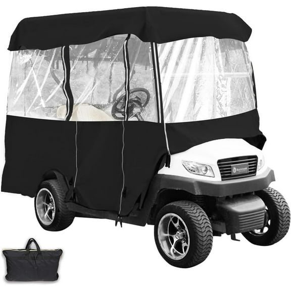 Golf Cart Enclosure, 4-Person Golf Cart Cover, 4-Sided Fairway Deluxe, 300D Waterproof Driving Enclosure with Transparent Windows, Fit for EZGO, Club Car, Yamaha Cart