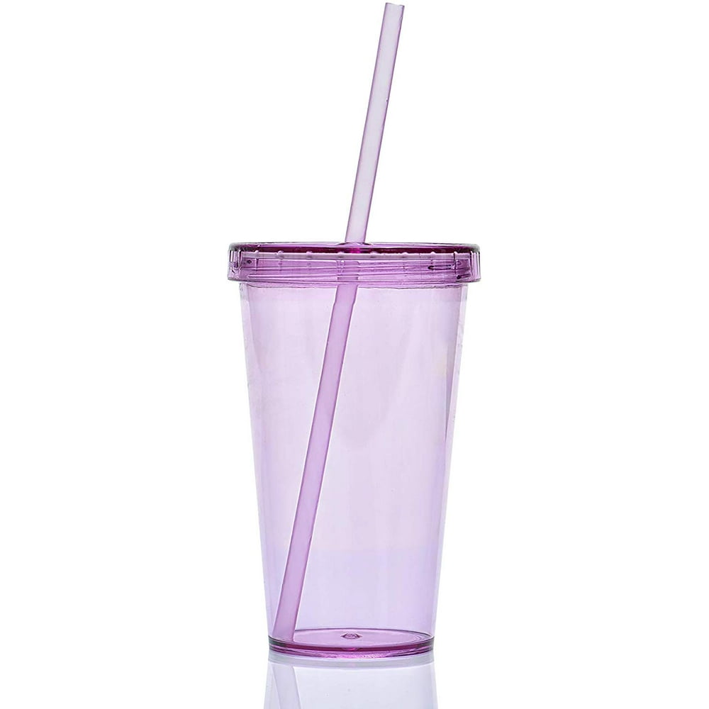 Unbreakable Drinking Glasses BPA Free Tumblers with Straw Reusable Coffe and Juice Cups