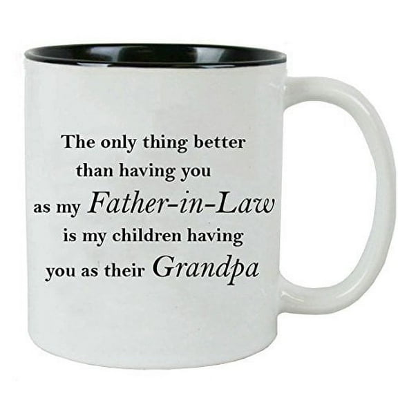 Only thing better than having you as my father-in-law is my children having you as their grandpa - Ceramic Mug (Black) with Gift Box