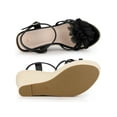 thumbnail image 4 of BLISSFUL STEP Women's Flower Platform Espadrilles Wedge Heel Sandals Black 5.5, 4 of 7