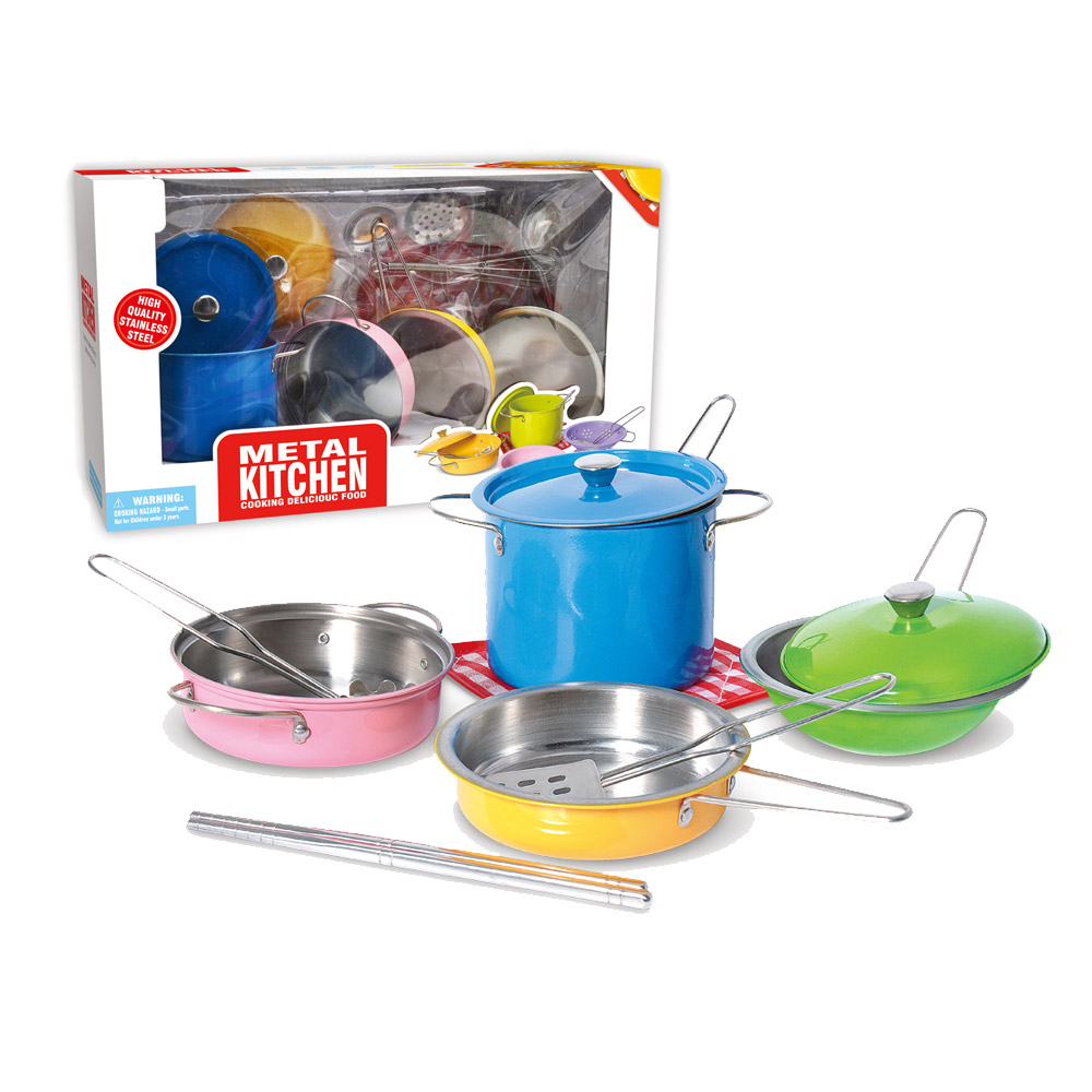 Mundo Toys Stainless Steel Kitchen Set And Food Play Kitchen Toys Cooking Set 13 Pieces Walmart Com Walmart Com