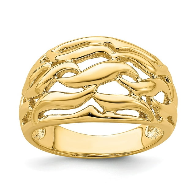 Solid 14k Yellow Gold Open Swirl Dome Ring Band Size 6 - Walmart.com