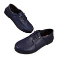 thumbnail image 5 of Women's Comfortable Leather Penny Loafers Casual Slip On Lightweight Walking Flats Driving Mocs Lace Up Boat Shoes Blue Size 9, 5 of 7