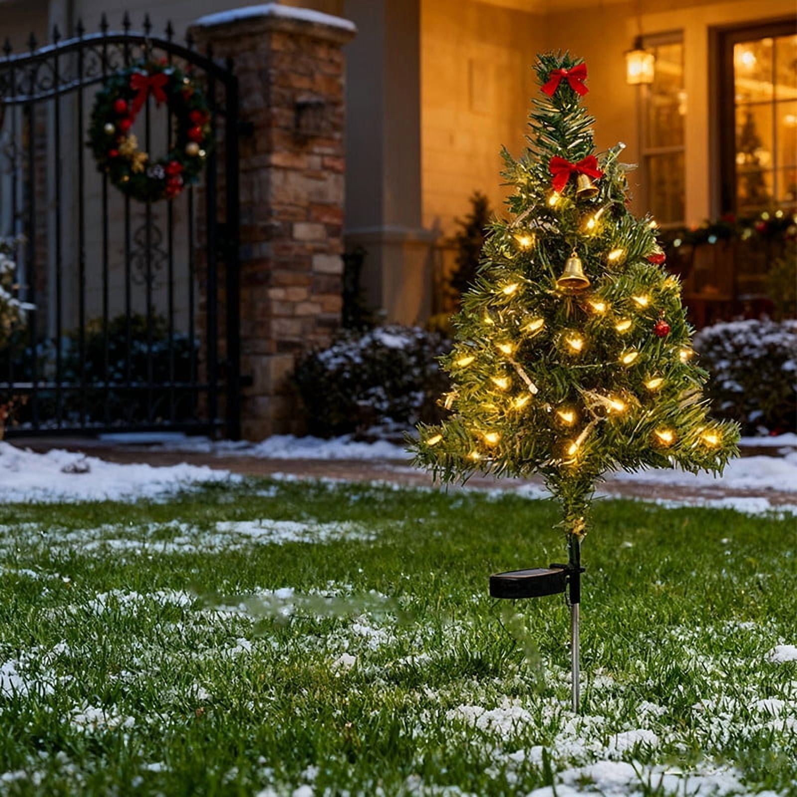Tupukom Solar Christmas Tree Garden Stake Lights Waterproof Christmas Decorations Tree Lights Outdoor Xmas Tree Light Christmas décor Pathway Lights Patio Yard