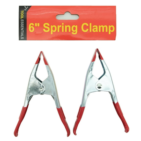 Tool Essentials 2pc 6" Metal Spring Clamp with Non Marring PVC Grips & Tips