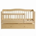 thumbnail image 3 of Pine Toddler Bed with Safety Side Rails & Bottom Drawer, Timeless Design for Nursery/Kid's Bedroom, 3 of 13