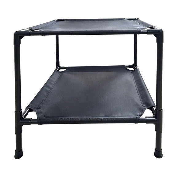 huayou Solid Black Double Tier Raised Pet Bed, Breathable Durable Oxford Cloth Surface, Decoration, for Indoor Cat Dog Kennel Under 10kg, 19.69x19.69x17.71 inch, Pure Black