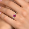 thumbnail image 4 of Gem Stone King 14K Two Tone Gold Red Created Ruby and Lab Grown Diamond Engagement Ring for Women | 2.65 Cttw | Oval 9X7MM | Gemstone July Birthstone | Size 9, 4 of 6