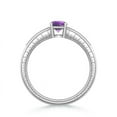 thumbnail image 2 of ANGARA Natural 0.8 Ct. Amethyst with Diamond Side Stones Ring in 14K White Gold for Women (Ring Size: 7.5), 2 of 8