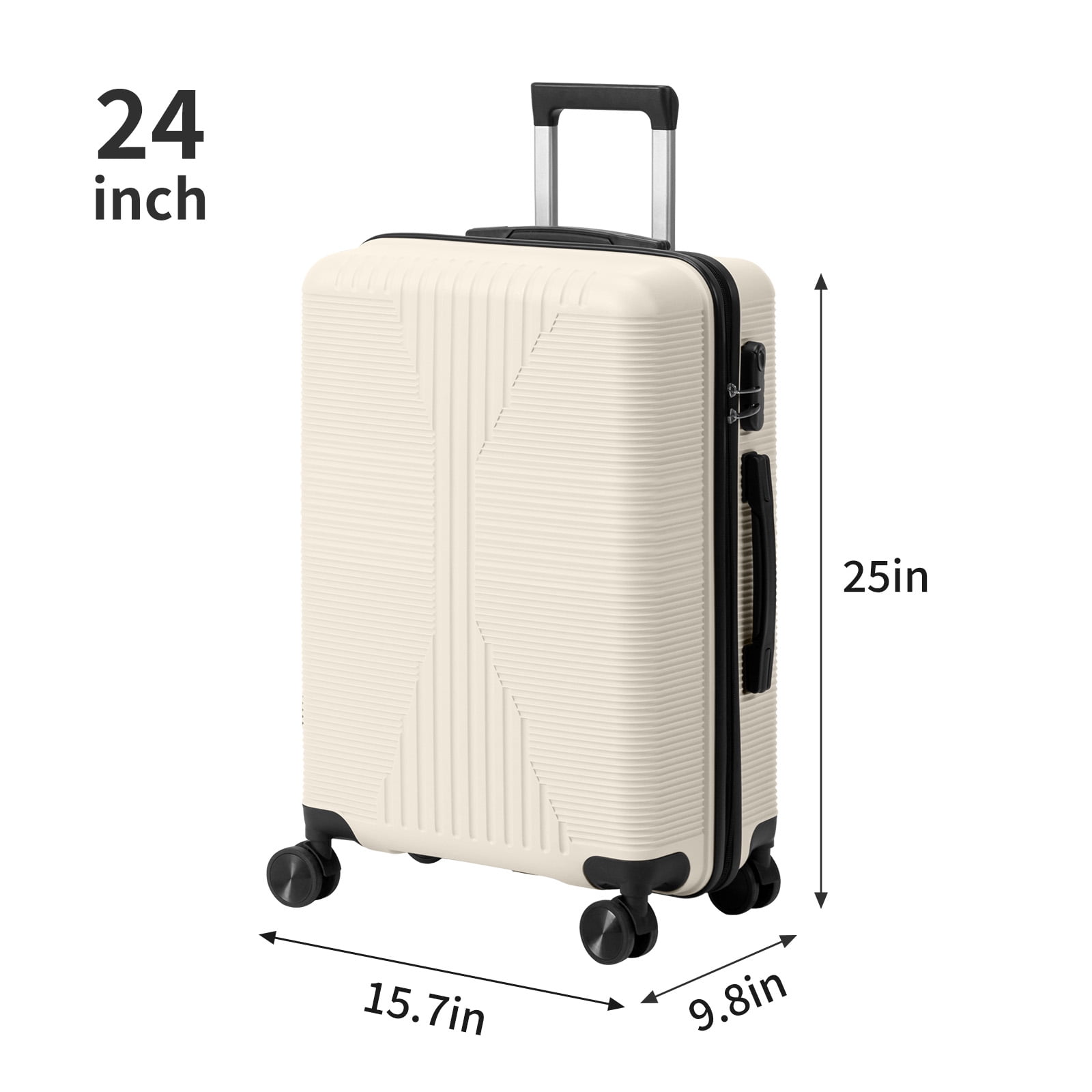 24 Inch Expandable Hard Shell Suitcase, 360 Silent Spinner Wheels Checked Luggage for 4-7 Days Business Family Travel