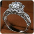 thumbnail image 2 of HeartsAndYou 4ct Round Cut Moissanite Elegant Vintage Inspired Solitaire Queen Ring 18k White Gold over Silver, 2 of 7