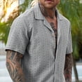 thumbnail image 4 of Men's 2 Pieces Outfits Summer Beach Set See Through Sheer Short Sleeve Shirts and Shorts Sets, 4 of 5