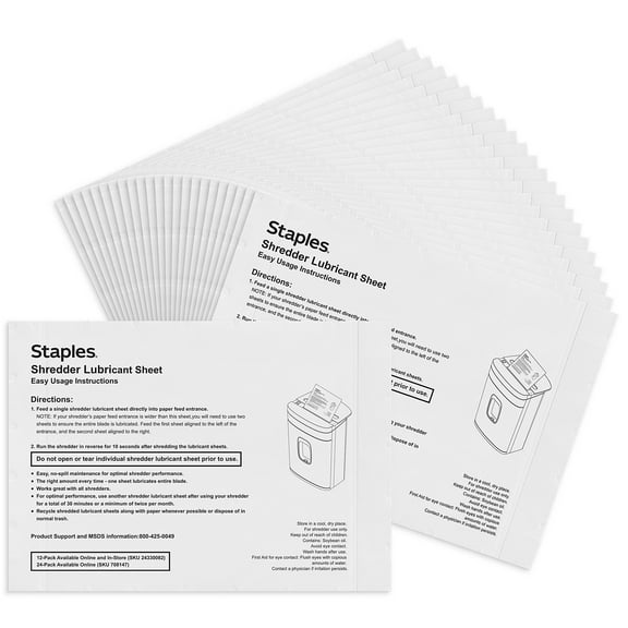 Staples Shredder Lubricating Sheets 24/pk TR36395CC