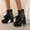 Black, variant on Miluxas High Heels for Women Boots Round Toe Platform Booties Lace Up Leather Ankle Bootie White 9.5(43)