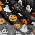 thumbnail image 3 of Halloween Tablecloth Round 60 Inch - Pumpkin Ghost Spider Web Circle Table Cloths Black Orange Pumpkins Table Cover Tabletop 60 Inch for Dining Kitchen Party Holiday, 3 of 6