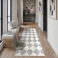 thumbnail image 1 of BERTHMEER 2'x6' Runner Rugs for Hallway Bathroom Bedroom Entryway Kitchen Non Slip Geometric Modern Rhombus Checkered Contemporary Washable Indoor Runner Rugs,Gray, 1 of 5