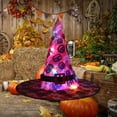 thumbnail image 5 of Halloween Light Up Witch Hat for Kids Adults Cartoon Pumpkin Print LED Light Wide Brim Wizard Hats for Cosplay, 5 of 6