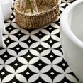 thumbnail image 6 of 10 Pcs Black White Four-Leaf Floral Peel and Stick Floor Tiles, 12x12 In Covers 10 Sq.Ft, Self-Adhesive DIY Vinyl Flooring, Removable Waterproof, Ideal for Kitchen, Bathroom, Bedroom, Home Walls, 6 of 8