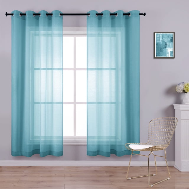 Cortinas KOUFALL, 132 x 160 cm, color verde azulado, 2 paneles con ojales transparentes