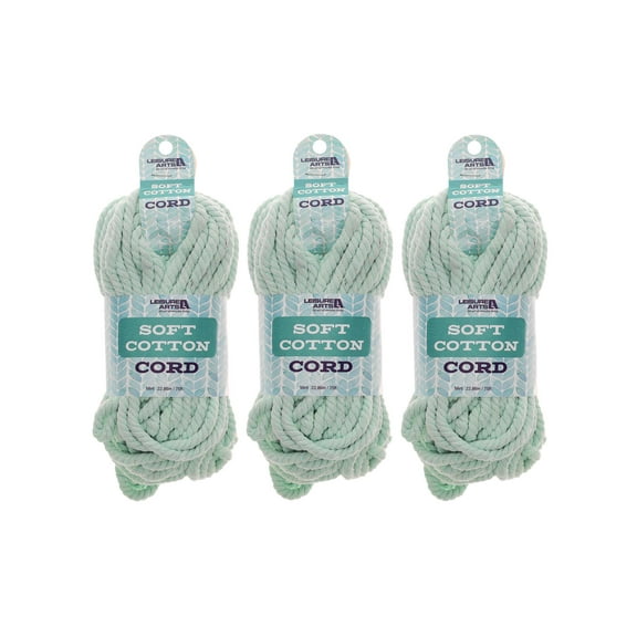Essentials By Leisure Arts Macrame Cotton Cord 0.25", 75 Ft Mint, Macrame Cord, Supplies, Cotton Rope, Cord 3Mm, Yarn, Cord, Craft