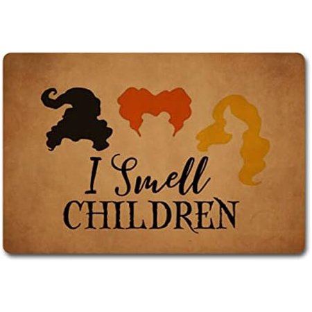 Funny Welcome Doormat Indoor Decor Halloween Doormat Halloween Decor I Smell Children Hocus Pocus Doormat Personalized Monogram Anti-Slip Rubber Back Novelty Mat (23.7 X 15.9 in)$$Garden & Patio
