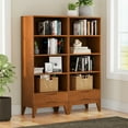 thumbnail image 4 of Harper 24W 4 Shelf Bookcase with Drawer (Set of 2) in Teak Brown, 4 of 7