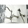 thumbnail image 4 of Kingston Brass KS1266PXBS Heritage Double-Handle Wall-Mount Bridge Kitchen Faucet with Brass Sprayer, Polished Nickel, 4 of 7