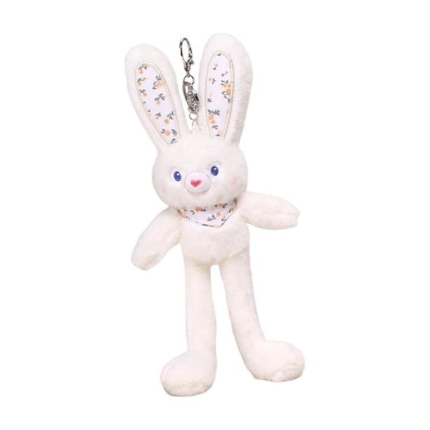 Llavero de peluche de conejito adorable, llavero de conejo, colgante para regalo de fiesta, adorno para bolso Blanco