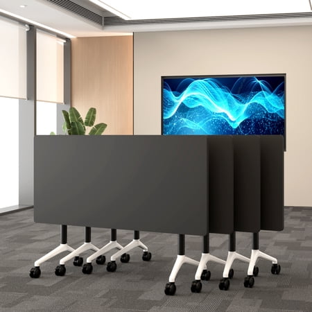 4 Pack Conference Table Folding Conference Room Tables with Wheels 70.8 Inch Meeting Table Flip Top Mobile Training Table Modern Seminar Tables for Office Classroom