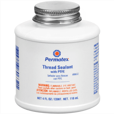 Permatex 80632 Thread Sealant with PTFE for Automotive Systems, 4 oz, 65°F-300°F
