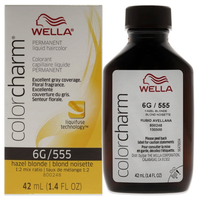 Tinte líquido permanente para cabello Color Charm - 555 6G Hazel Blonde de Wella para unisex - Tinte para cabello de 1,42 oz Wella Color de pelo 1.4 oz