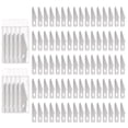 thumbnail image 1 of Hojas de cuchillo Exacto de acero de manganeso Uxcell, recambios de cuchillo hobby plateado de 1.63 pulgadas, 100 piezas, 1 of 7