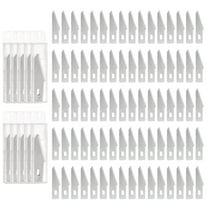 Uxcell Manganese Steel Exacto Knife Blades Silver Hobby Knife Replacement Blades Refills 1.63 inch 100 Pcs