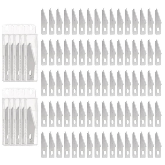 Uxcell Manganese Steel Exacto Knife Blades Silver Hobby Knife Replacement Blades Refills 1.63 inch 100 Pcs