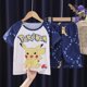 thumbnail image 1 of Pijamas de dibujos animados de Pokémon para niños y niñas, Conjunto de pijama de algodón de manga corta con pantalones cortos de Pikachu para verano, 1 of 4