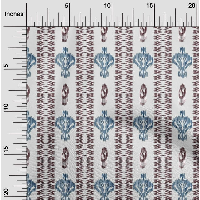 oneOone Cotton Cambric Fabric Swirl & Paisley Ikat Printed Craft Fabric BTY 56 Inch Wide