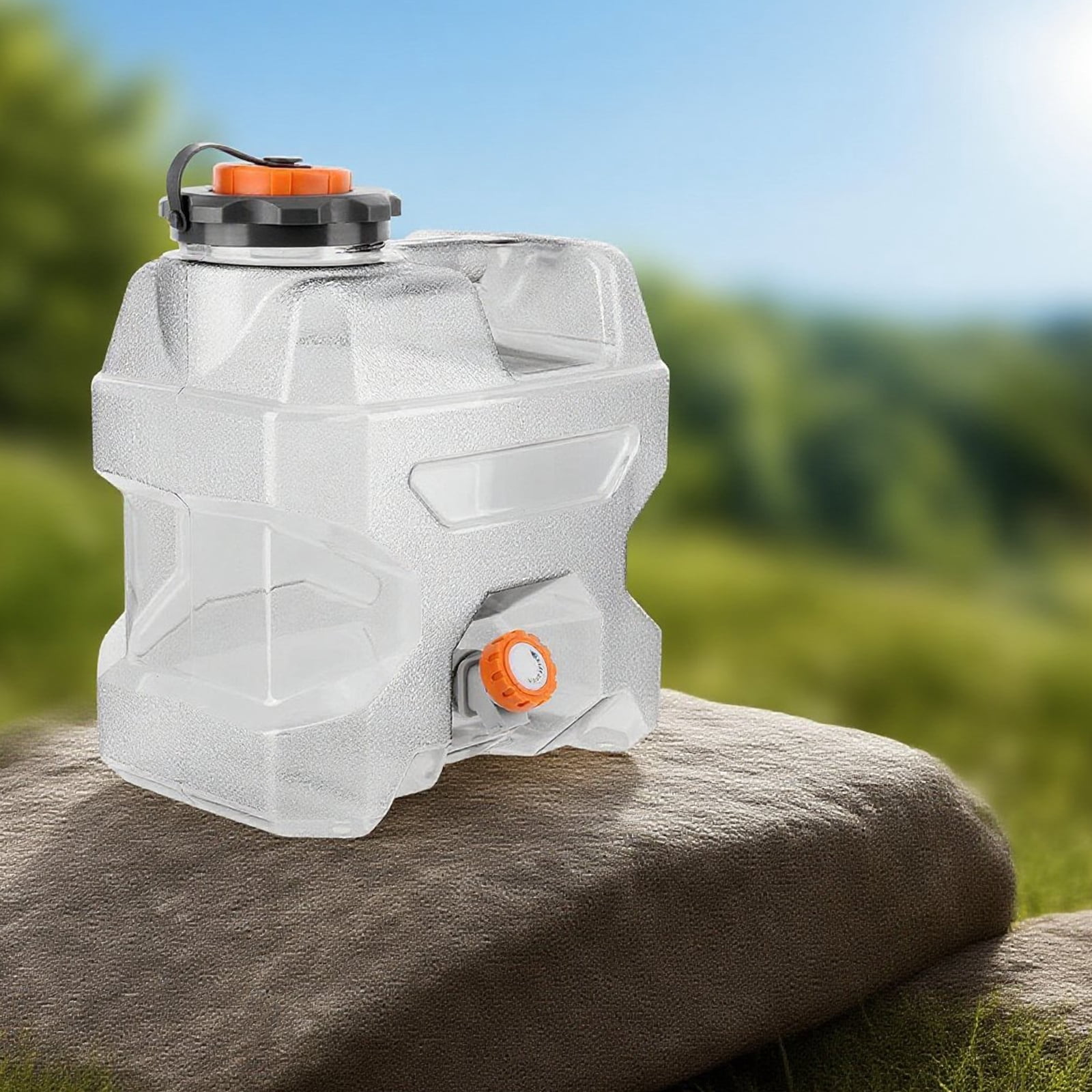 HUISZJ 3.2Gal Water Tank, Transparent Gray Water Jug, Emergency Portable Water Container for Outdoor Hiking Camping