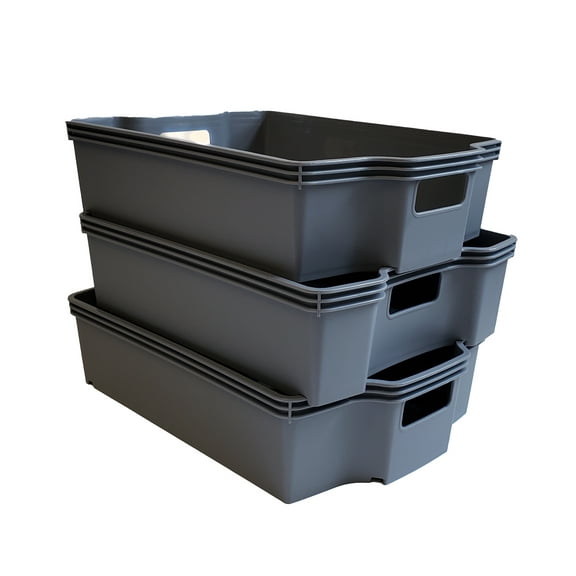 NEPA Market Stackable Turn-Around Storage Baskets 3 Pack - Pantry Baskets, Bins for Shelves, Organizer and Storage for Bathroom, Bedrooms, Kitchens and More - 10 3/4" X 7 1/2" X 2 3/4"