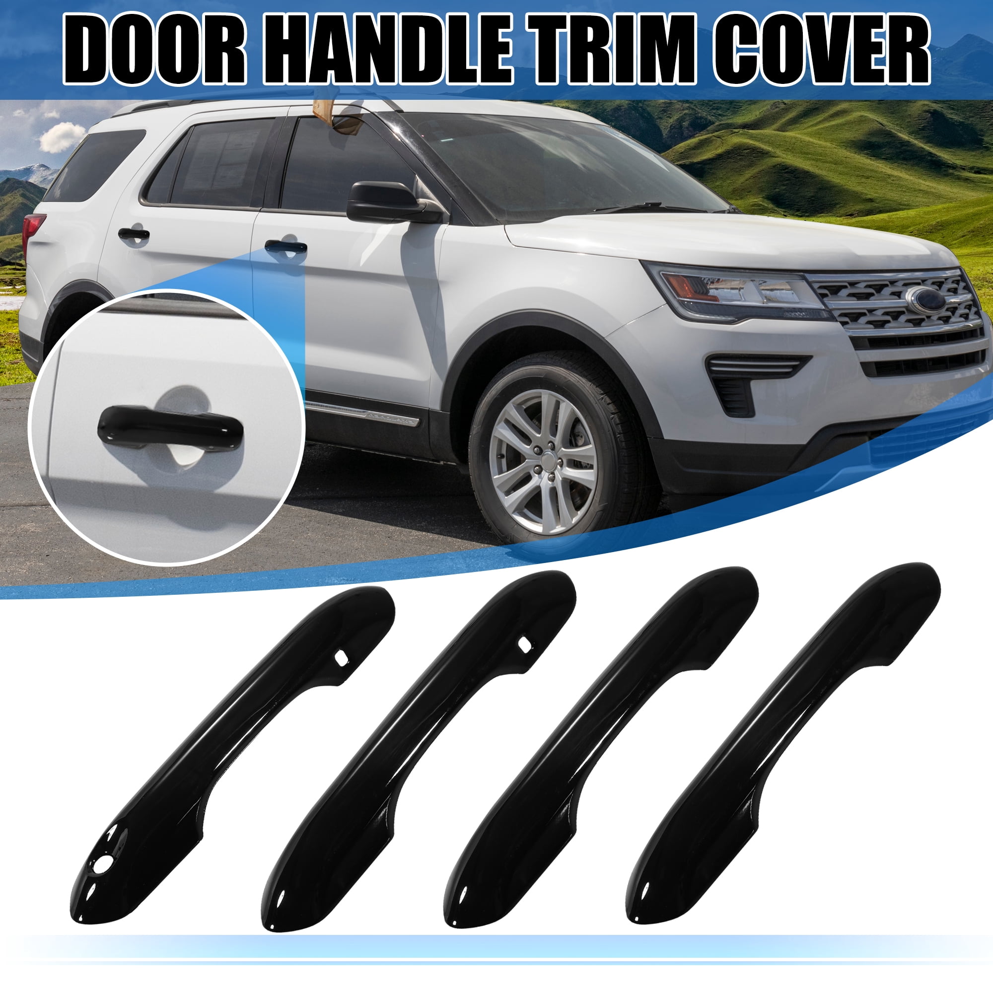 Unique Bargains Car Side Door Handle Trim Cover for Ford Explorer 2020 2021 2022 Black