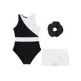 thumbnail image 3 of Doomiva Kids Girls Sleeveless Cutout Back Gymnastics Leotard Athletic Ballet Dance Biketard and Shorts Hair Tie Set White 12, 3 of 5